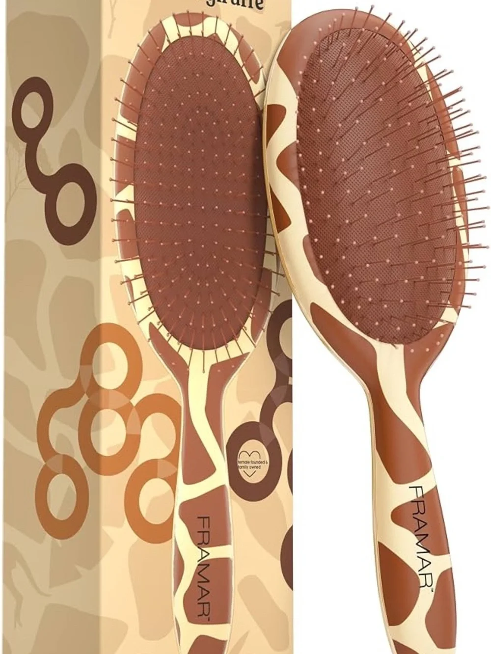 You bet Giraffe Print Cushion Paddle Wet Dry Hair Brush Brown & Cream Detangler